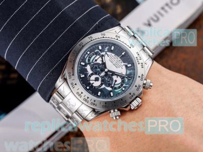 Newest Knockoff Rolex Daytona White Skeleton Dial Stainless Steel Watch